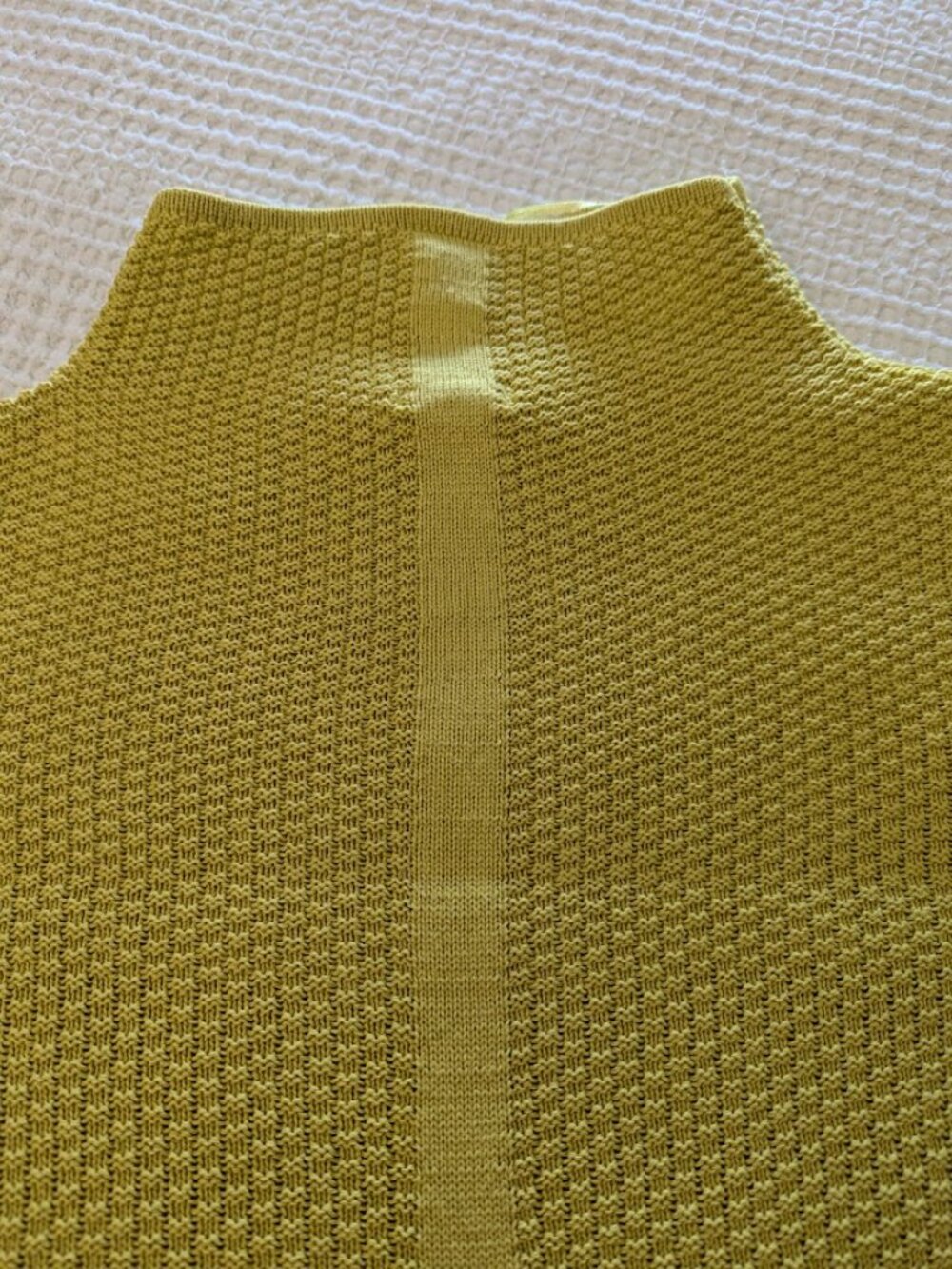 Mercer & Madison Cotton Textured Knit Sweater Chartreuse Green Mustard Cowl Neck - Picture 10 of 11